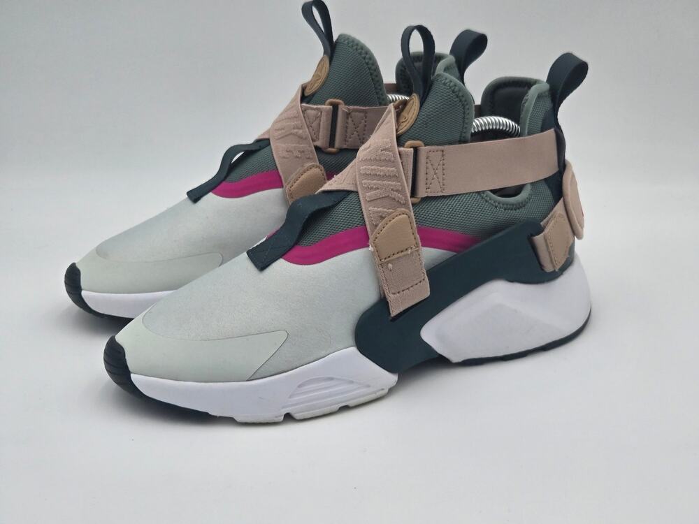Nike Air Huarache City Grey Pink Womens 10 Strap Sneakers